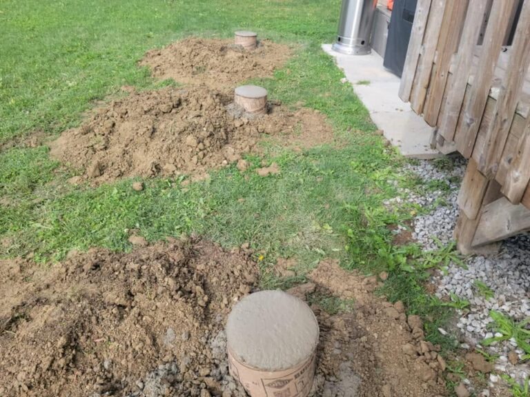 Concrete deck footings poured before framing